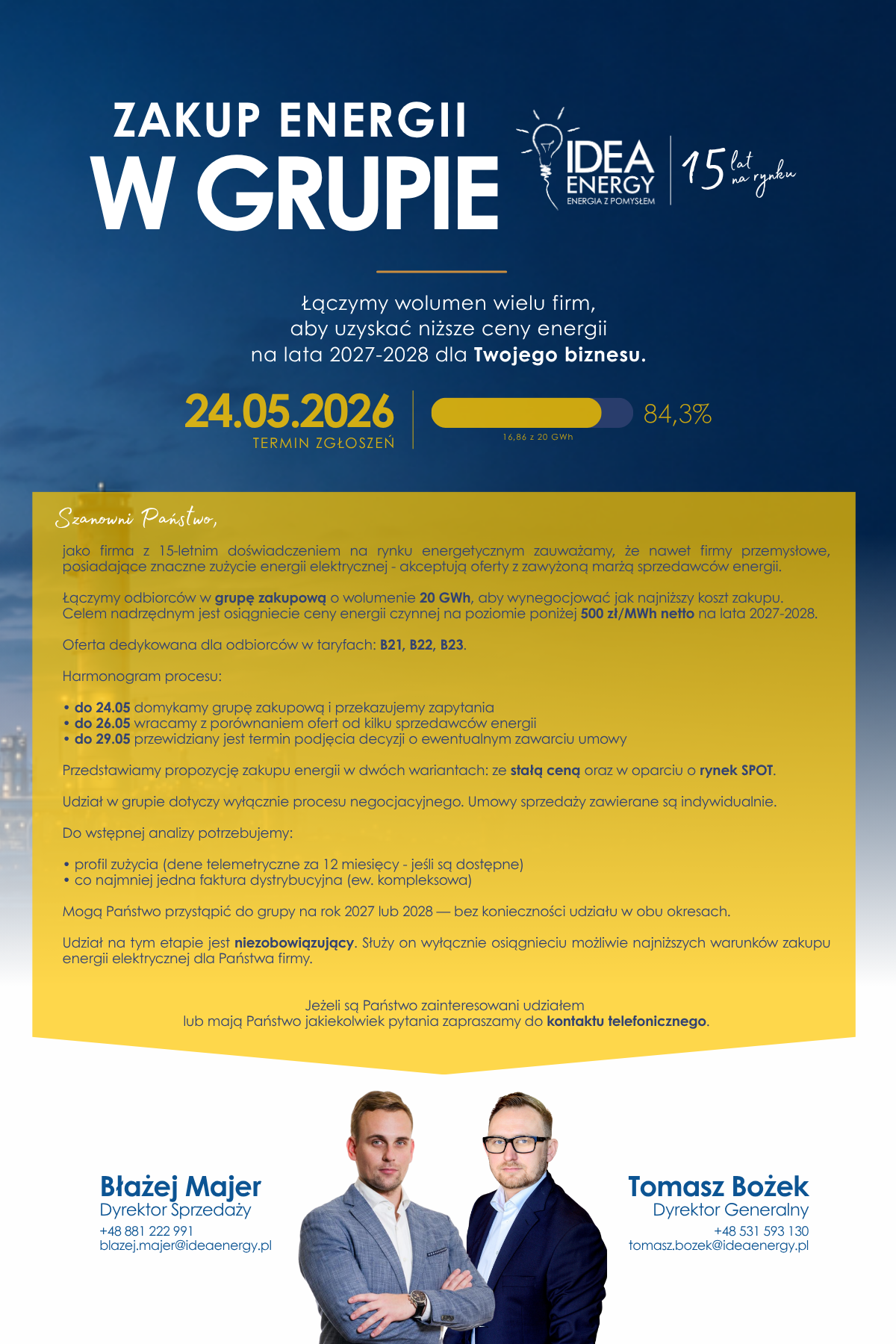 Zakup energii w grupie 2027–2028 dla firm przemysłowych